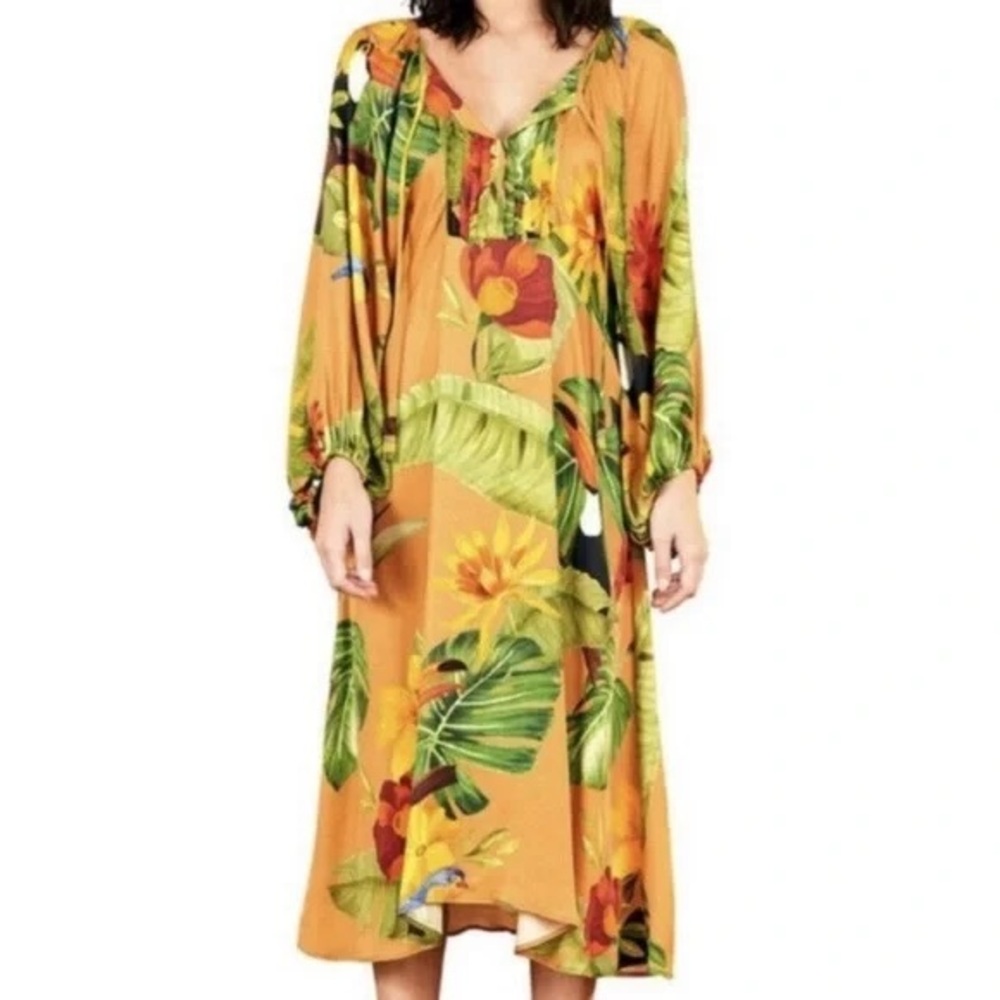 Farm Rio Floral Print Midi Length Dress